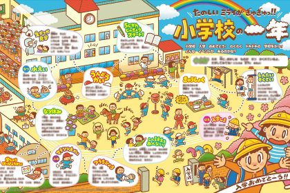 「小学一年生」4月号🏫 巻頭ポスター 『たのしいミライがぎゅぎゅっ‼︎小学校の一年』イラスト